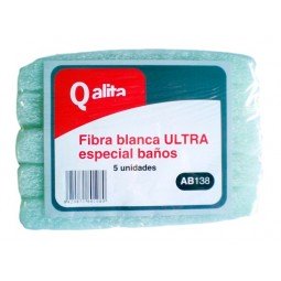 Estropajo de fibra blanca para baño Qalita