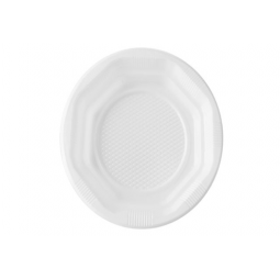 Plato de plástico desechable liso en color blanco 20,5 cm 1600ud