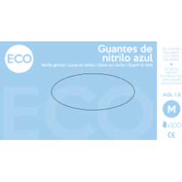 Guante de nitrilo Eco sin polvo azul 100 ud