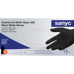 Guante de nitrilo sin polvo negro Sanyc 100 ud