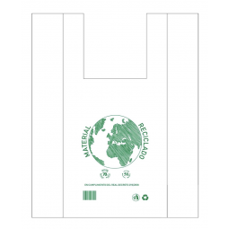 Bolsa camiseta block blanca 70% reciclado 50x60cm 100ud